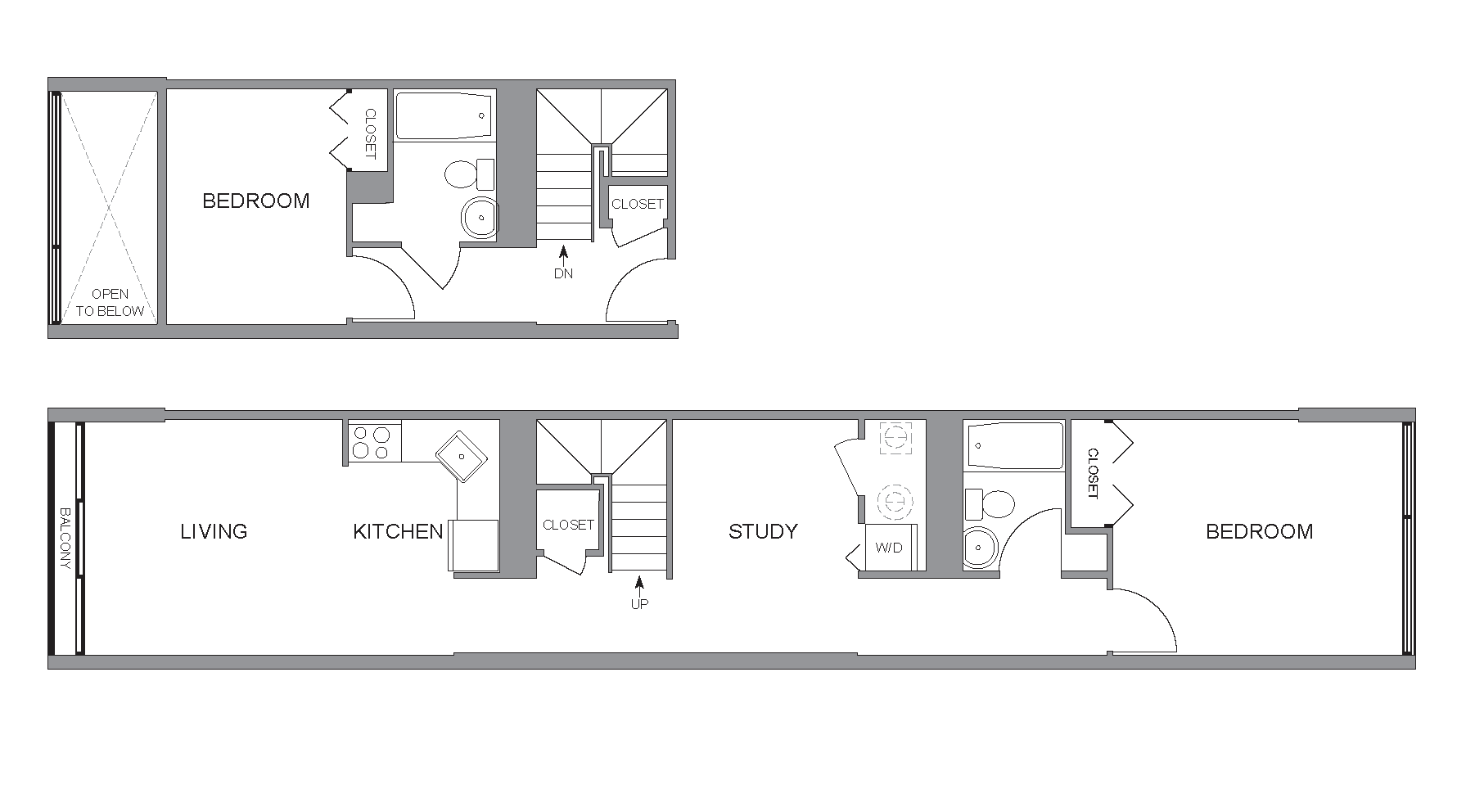 Floor plan for 2 beds, 2 baths, 1115 sqft